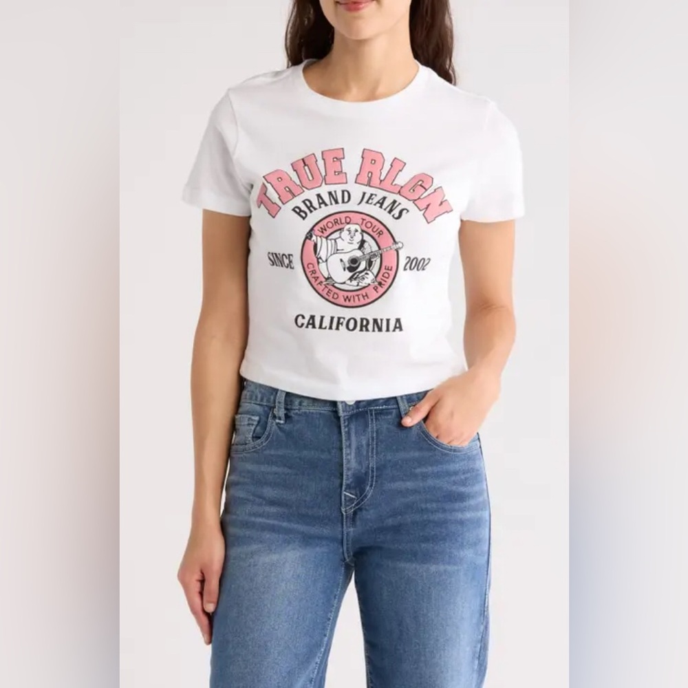 NWT True Religion Women's White Graphic Tee - Picture 1 of 4